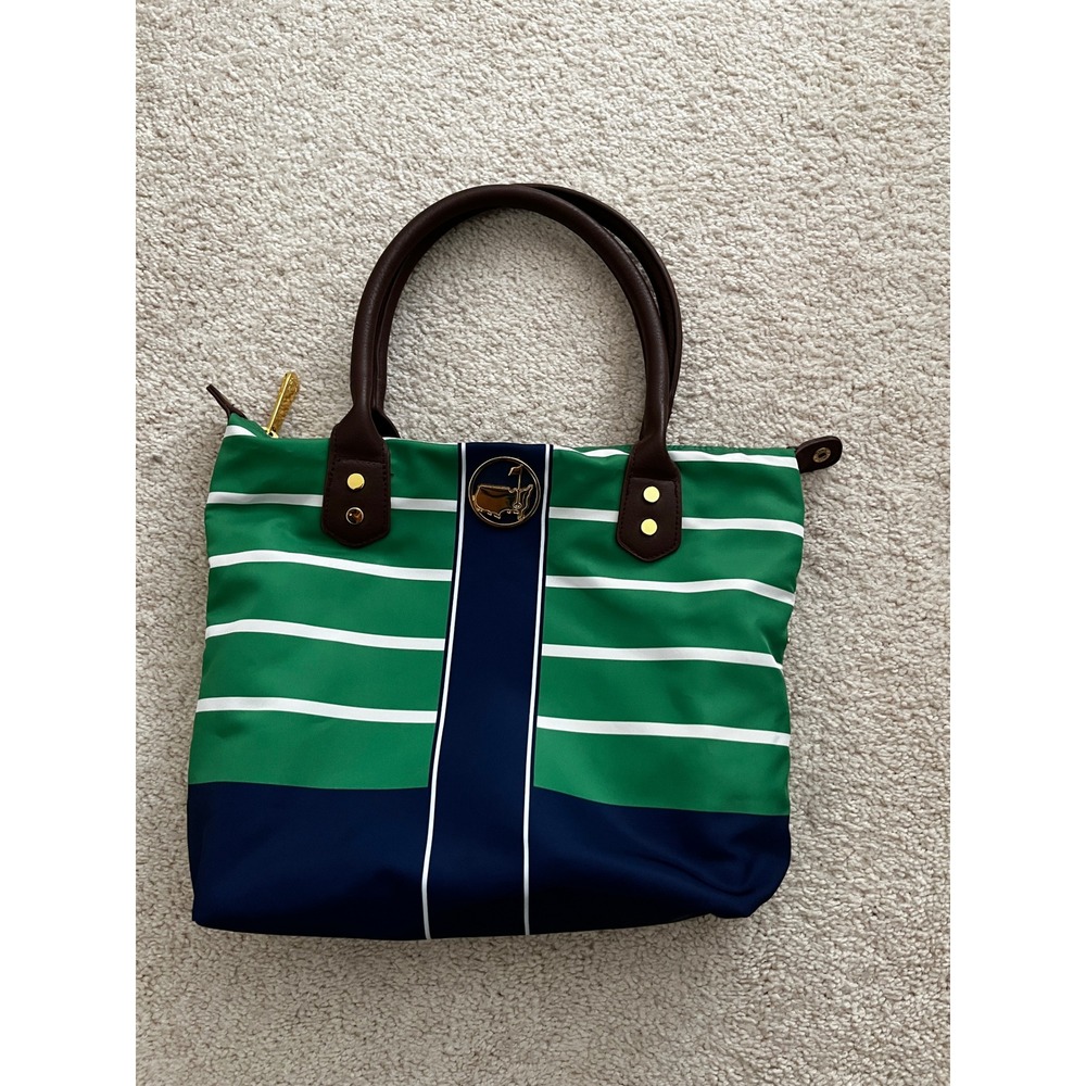 NWOT Masters Tournament Golf Green Striped Tote Handbag